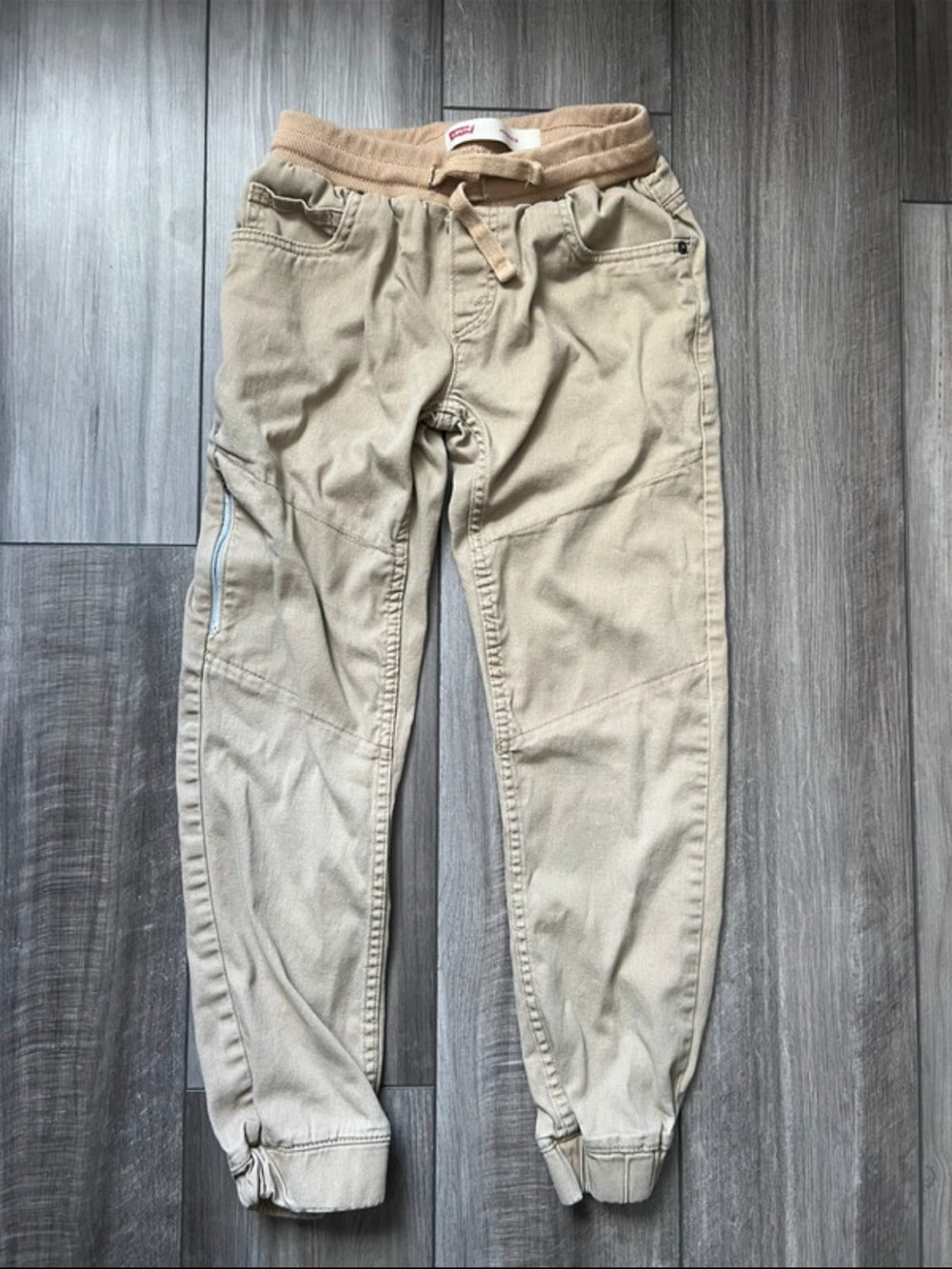 Levi's Khaki Casual Jogger Pants with Ribbed Waistband 10-12 Y